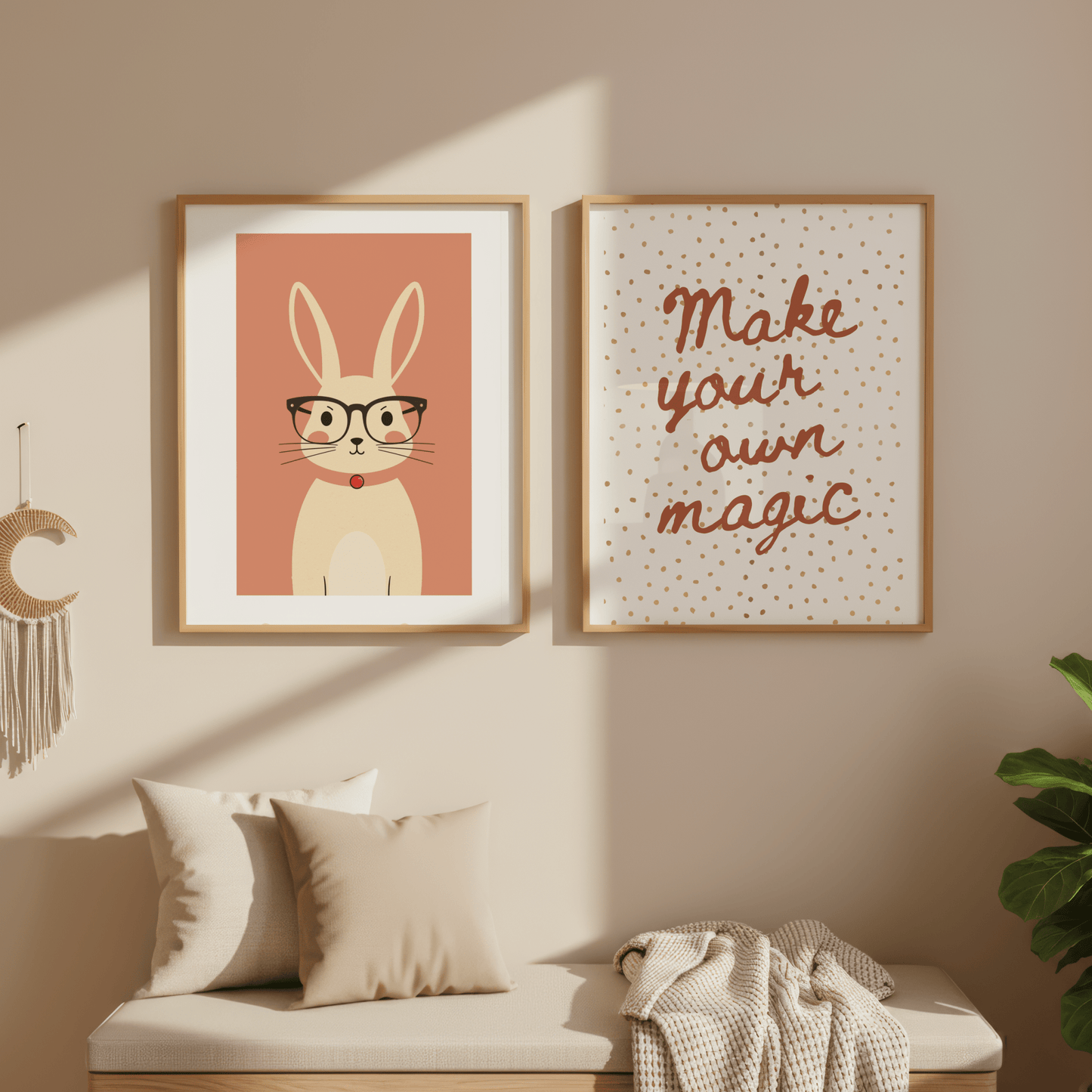 Konijn met Bril - Babykamer Poster of Canvas wanddecoratie