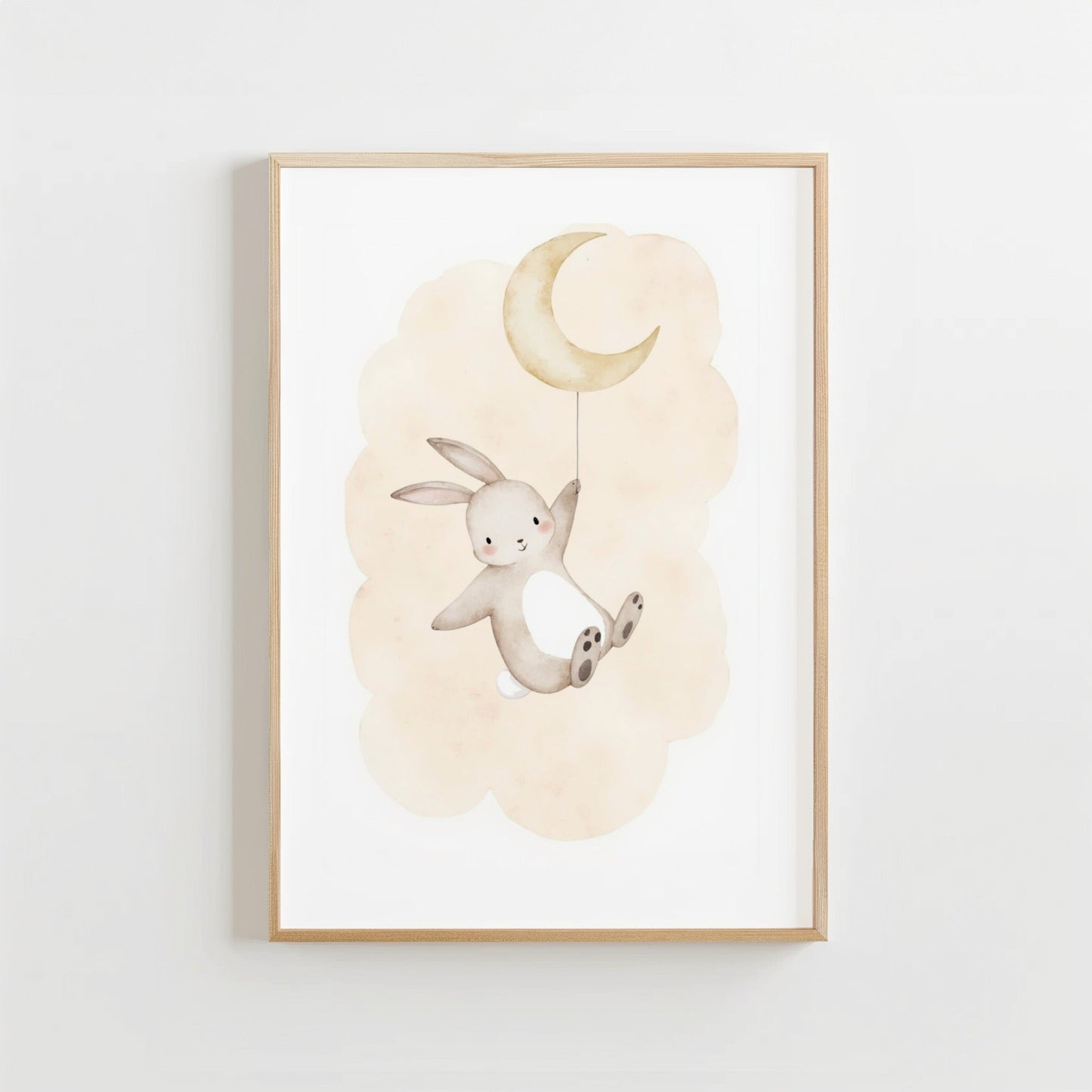 Lief konijn maan - Babykamer Poster of Canvas wanddecoratie