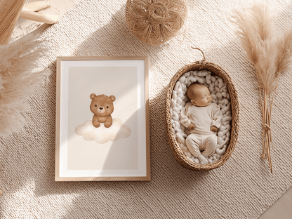 Lieve Beer Wolk - Babykamer Poster of Canvas wanddecoratie