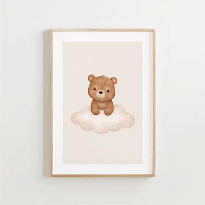 Lieve Beer Wolk - Babykamer Poster of Canvas wanddecoratie