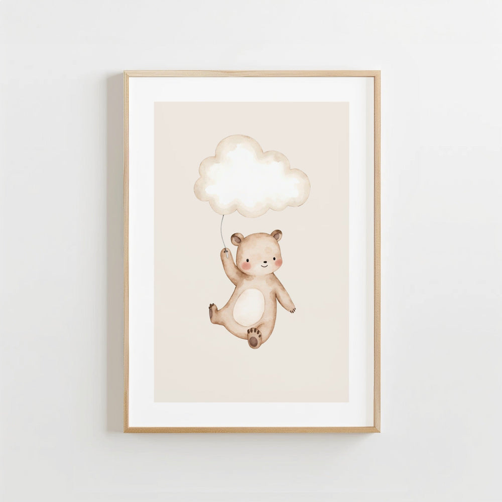 Lieve Beer Wolk - Kinderkamer Poster of Canvas wanddecoratie