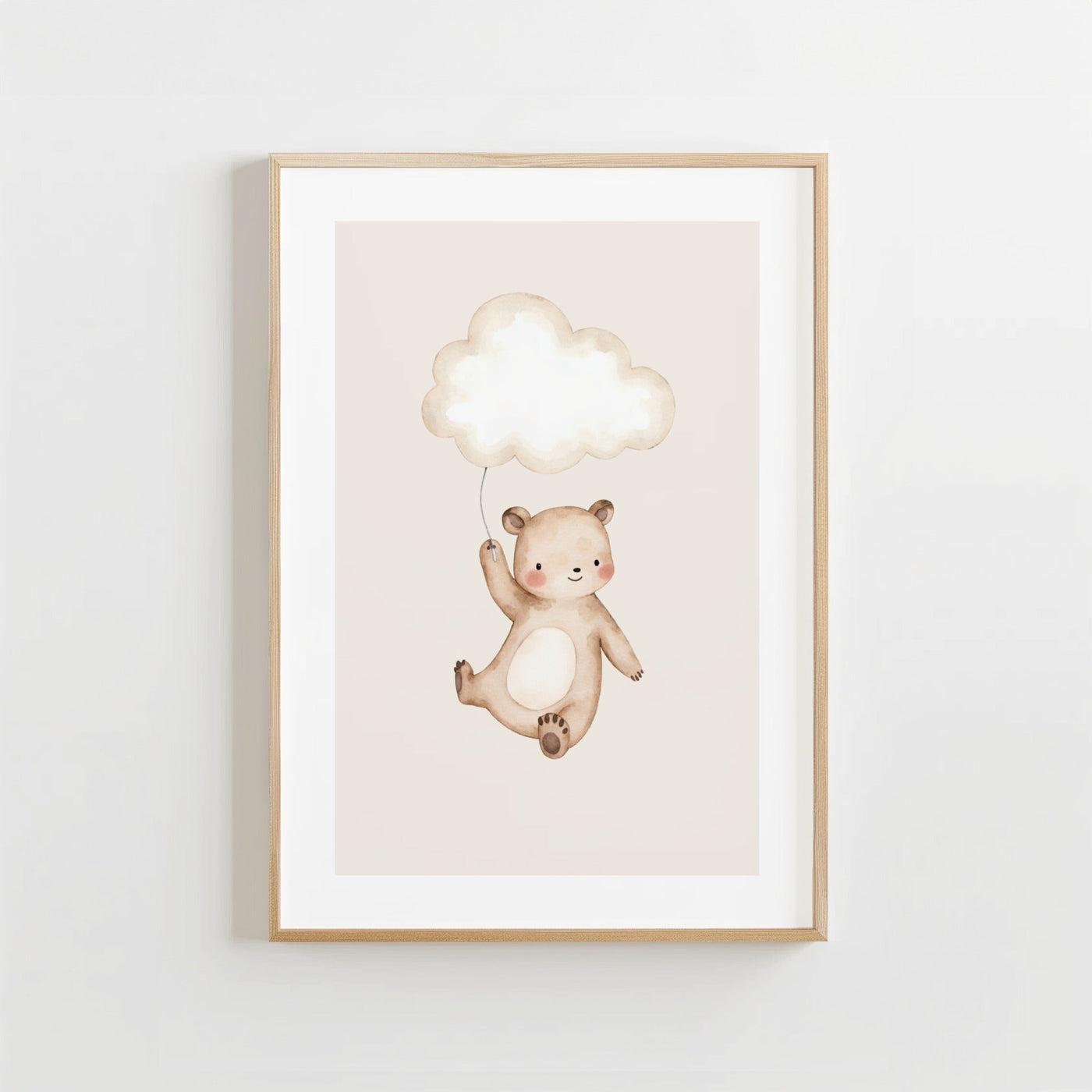 Lieve Beer Wolk - Kinderkamer Poster of Canvas wanddecoratie