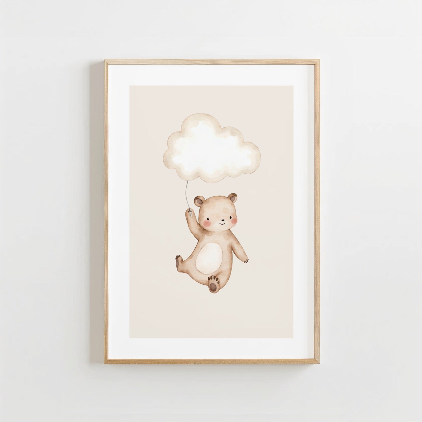 Lieve Beer Wolk - Kinderkamer Poster of Canvas wanddecoratie
