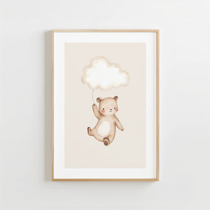 Lieve Beer Wolk - Kinderkamer Poster of Canvas wanddecoratie