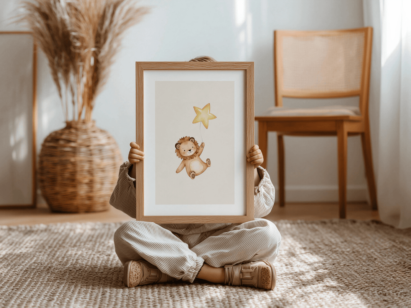 Lieve Leeuw Ster - Kinderkamer Poster of Canvas wanddecoratie