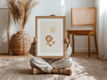 Lieve Leeuw Ster - Kinderkamer Poster of Canvas wanddecoratie