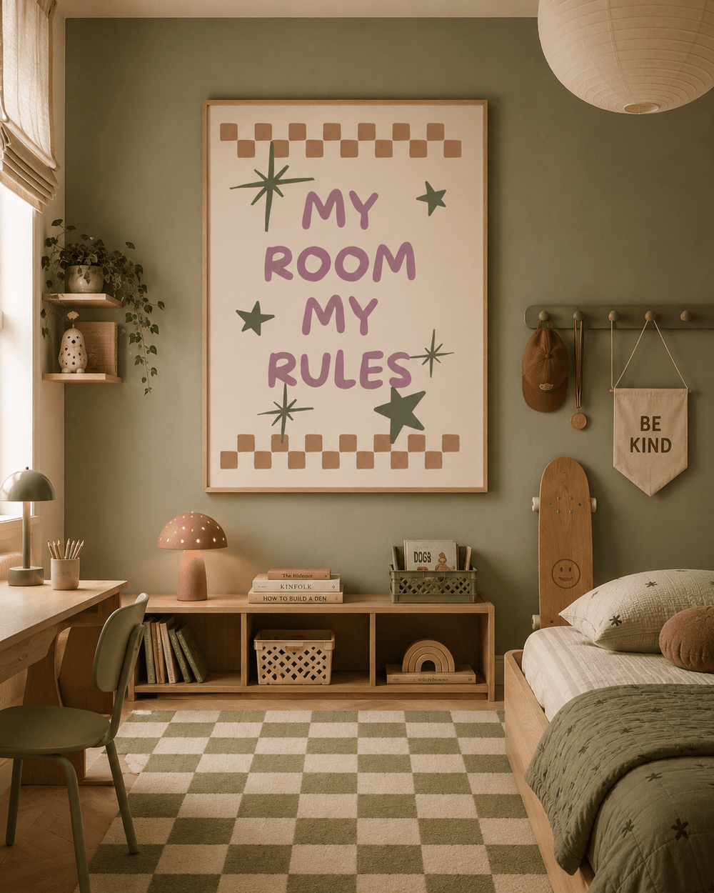 My Room My Rules Poster Kinderkamer | Stoere Tekst Poster of Canvas wanddecoratie