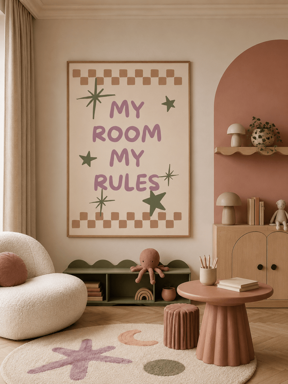 My Room My Rules Poster Kinderkamer | Stoere Tekst Poster of Canvas wanddecoratie