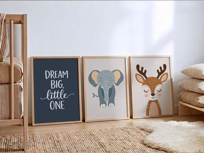 Olifant Poster Babykamer | Neutrale Dierenposter Kinderkamer of Canvas wanddecoratie