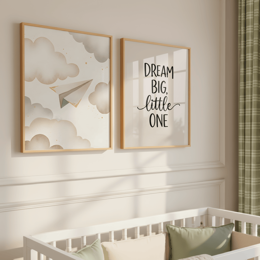 Papieren vliegtuigje - Babykamer Poster of Canvas wanddecoratie