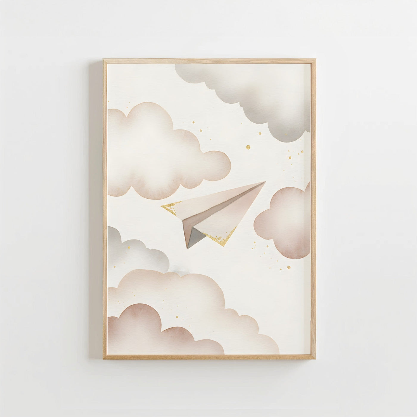 Papieren vliegtuigje - Babykamer Poster of Canvas wanddecoratie