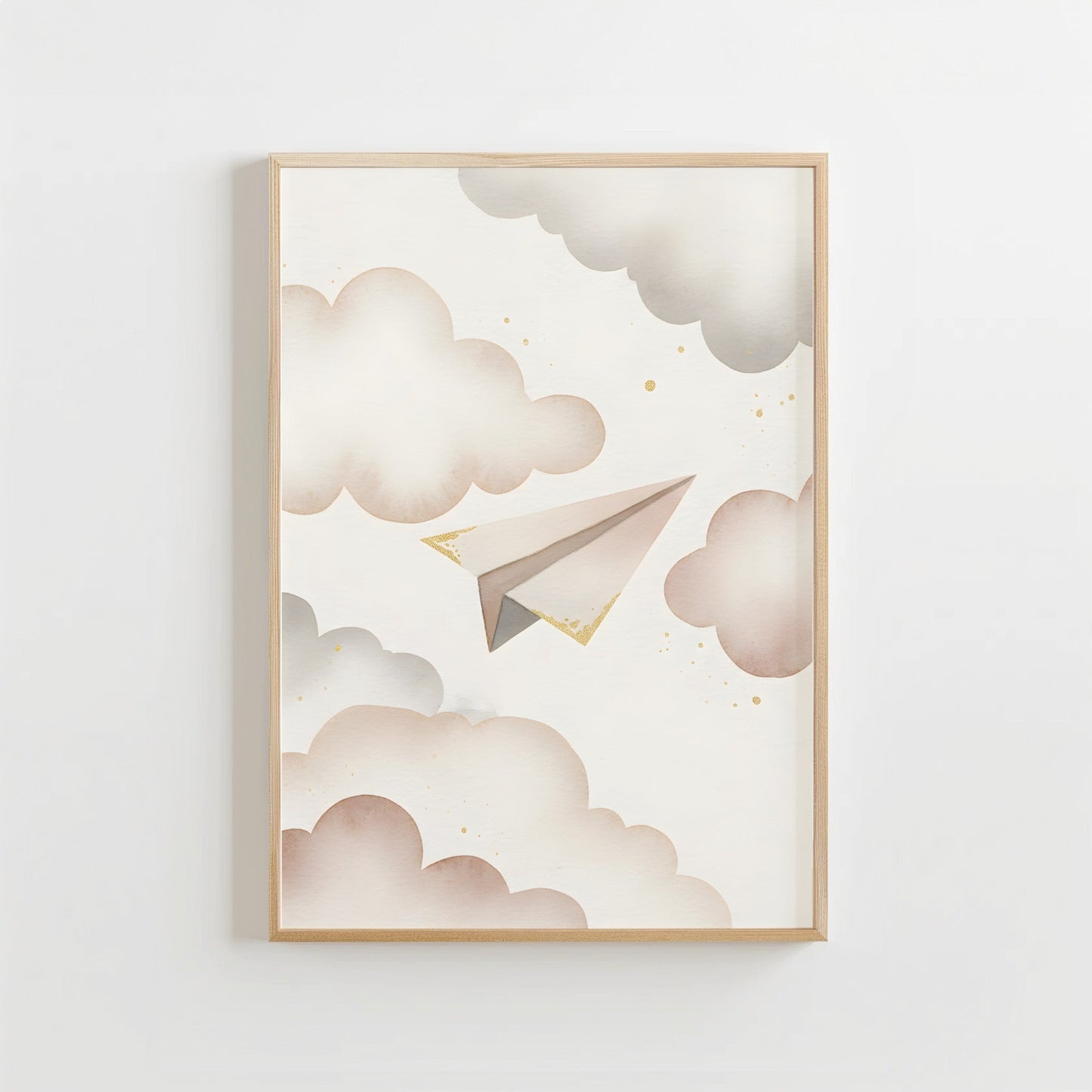 Papieren vliegtuigje - Babykamer Poster of Canvas wanddecoratie