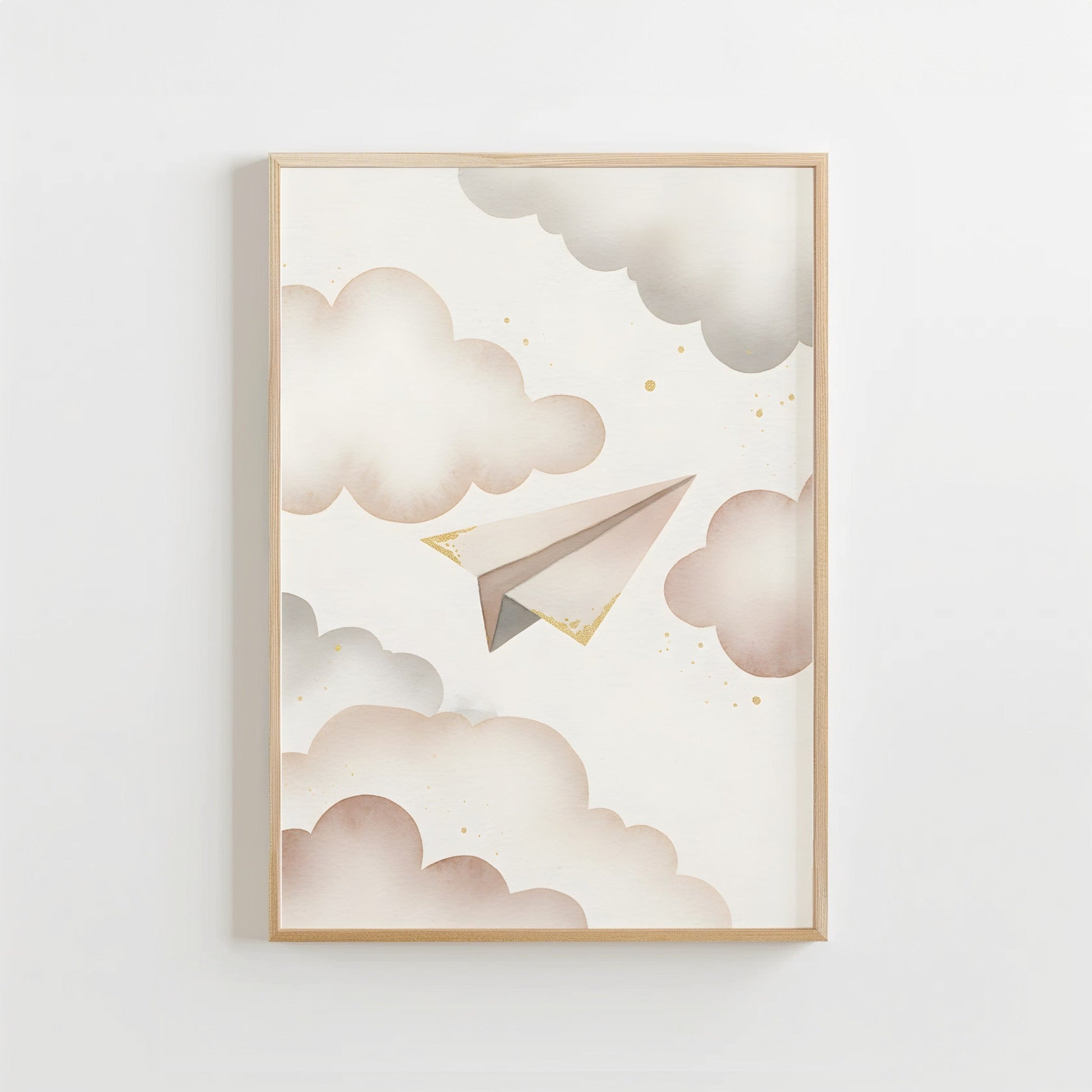 Papieren vliegtuigje - Babykamer Poster of Canvas wanddecoratie