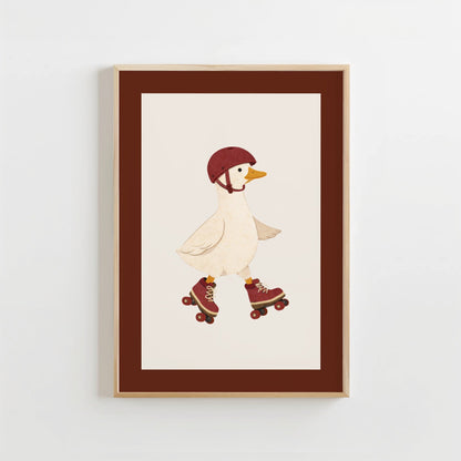 Rolschaats Eend - Kinderkamer Poster of Canvas wanddecoratie