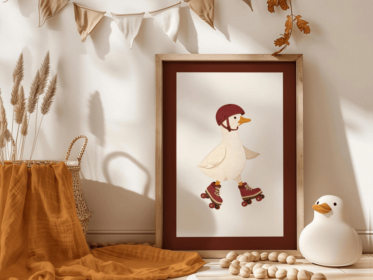 Rolschaats Eend - Kinderkamer Poster of Canvas wanddecoratie