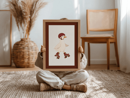 Rolschaats Eend - Kinderkamer Poster of Canvas wanddecoratie