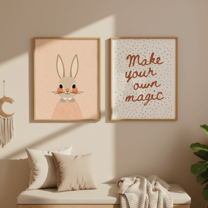Schattig Konijn - Babykamer Poster of Canvas wanddecoratie
