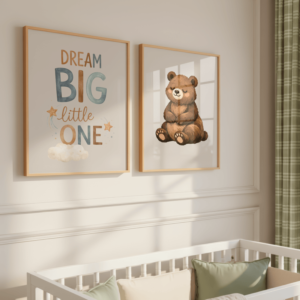 Schattige Beer - Babykamer Poster of Canvas wanddecoratie