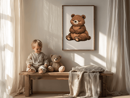 Schattige Beer - Babykamer Poster of Canvas wanddecoratie