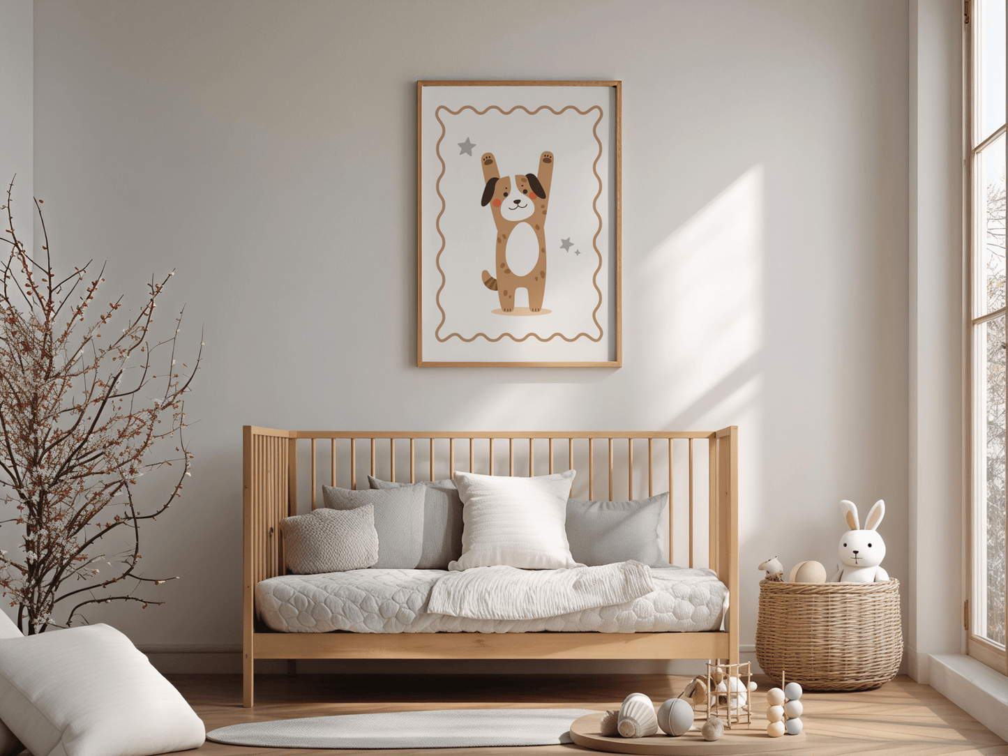 Schattige Hond - Kinderkamer Poster of Canvas wanddecoratie