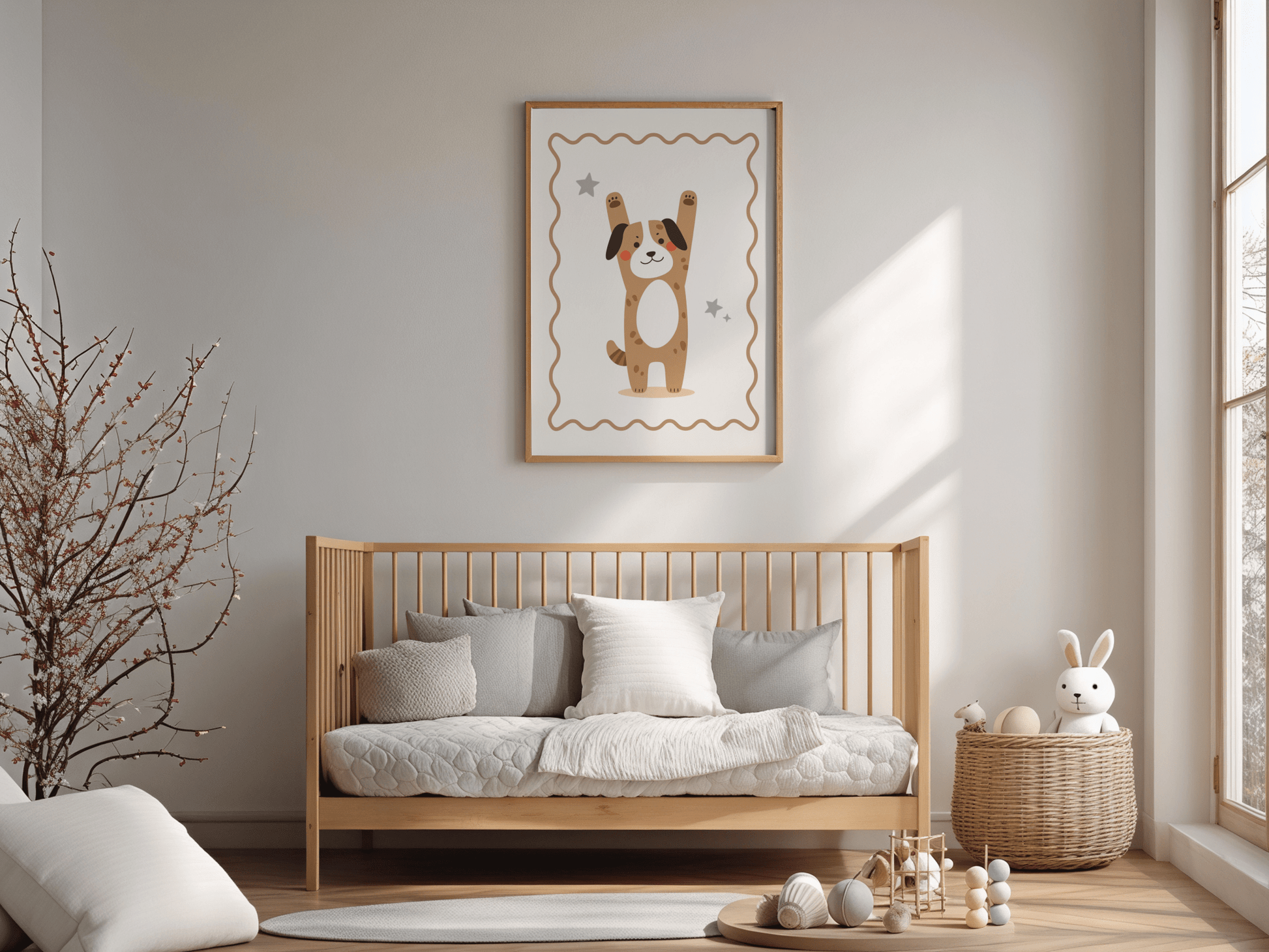 Schattige Hond - Kinderkamer Poster of Canvas wanddecoratie