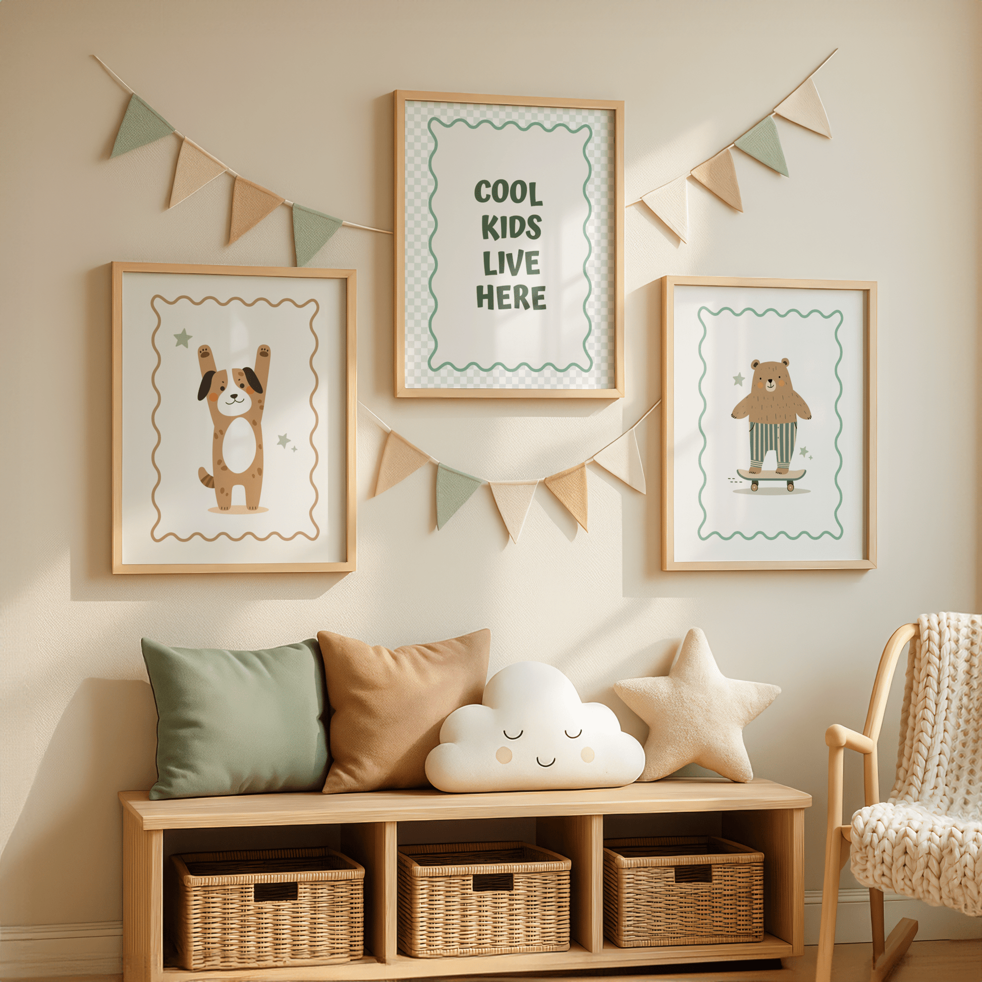 Schattige Hond - Kinderkamer Poster of Canvas wanddecoratie