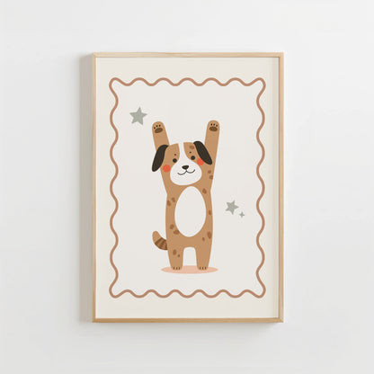 Schattige Hond - Kinderkamer Poster of Canvas wanddecoratie