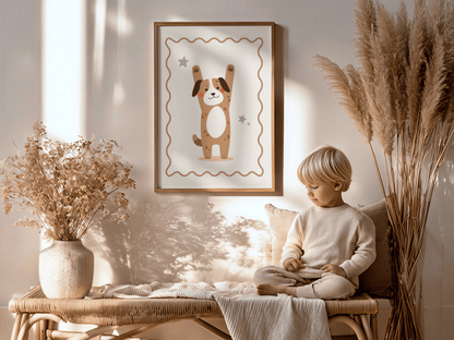 Schattige Hond - Kinderkamer Poster of Canvas wanddecoratie