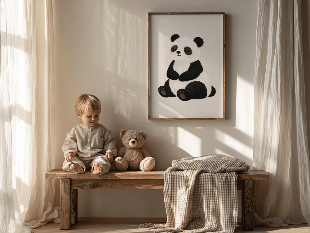 Schattige Panda - Babykamer Poster of Canvas wanddecoratie