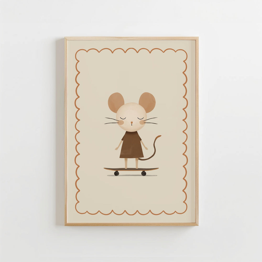 Skateboard Muis Poster Kinderkamer | Stoere Dierenposter of Canvas wanddecoratie