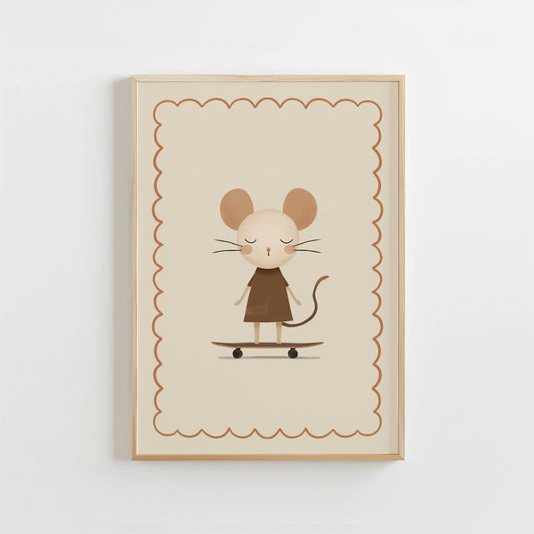 Skateboard Muis Poster Kinderkamer | Stoere Dierenposter of Canvas wanddecoratie