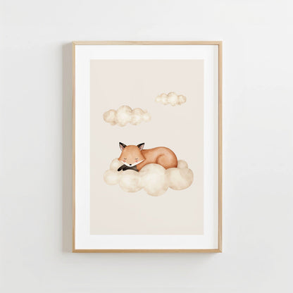 Slapend Vosje - Babykamer Poster of Canvas wanddecoratie