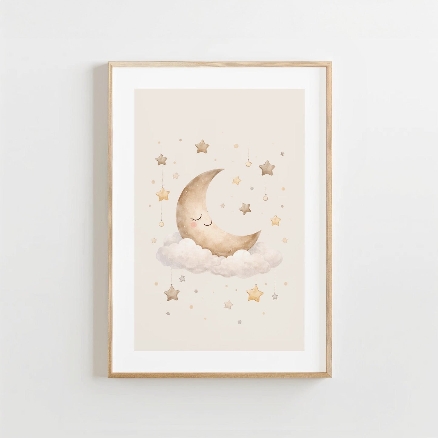 Slapende Maan - Babykamer Poster of Canvas wanddecoratie