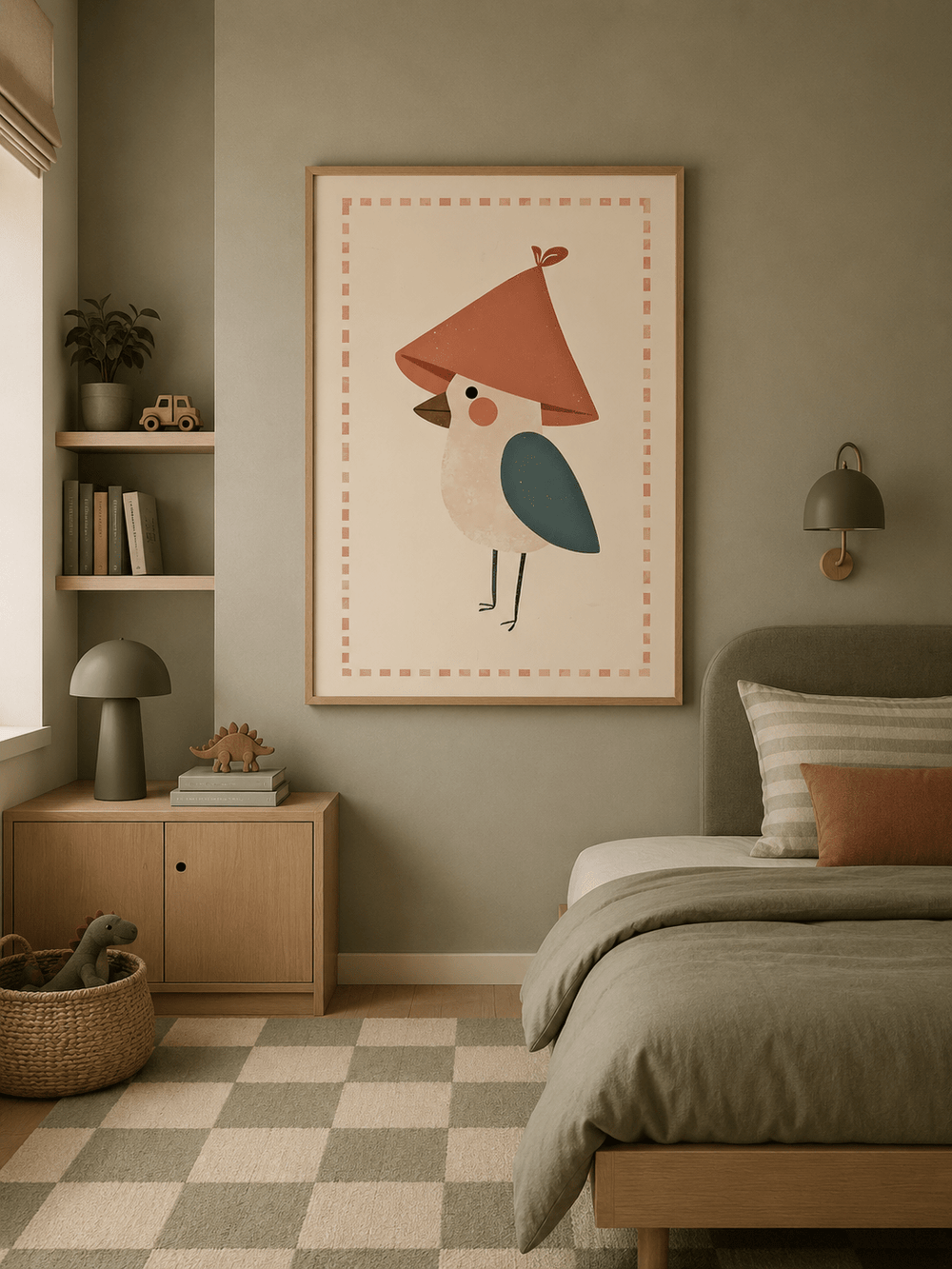 Vogel Poster Kinderkamer | Vrolijke Bosdieren Poster of Canvas wanddecoratie