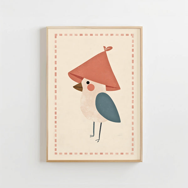 Vogel Poster Kinderkamer | Vrolijke Bosdieren Poster of Canvas wanddecoratie