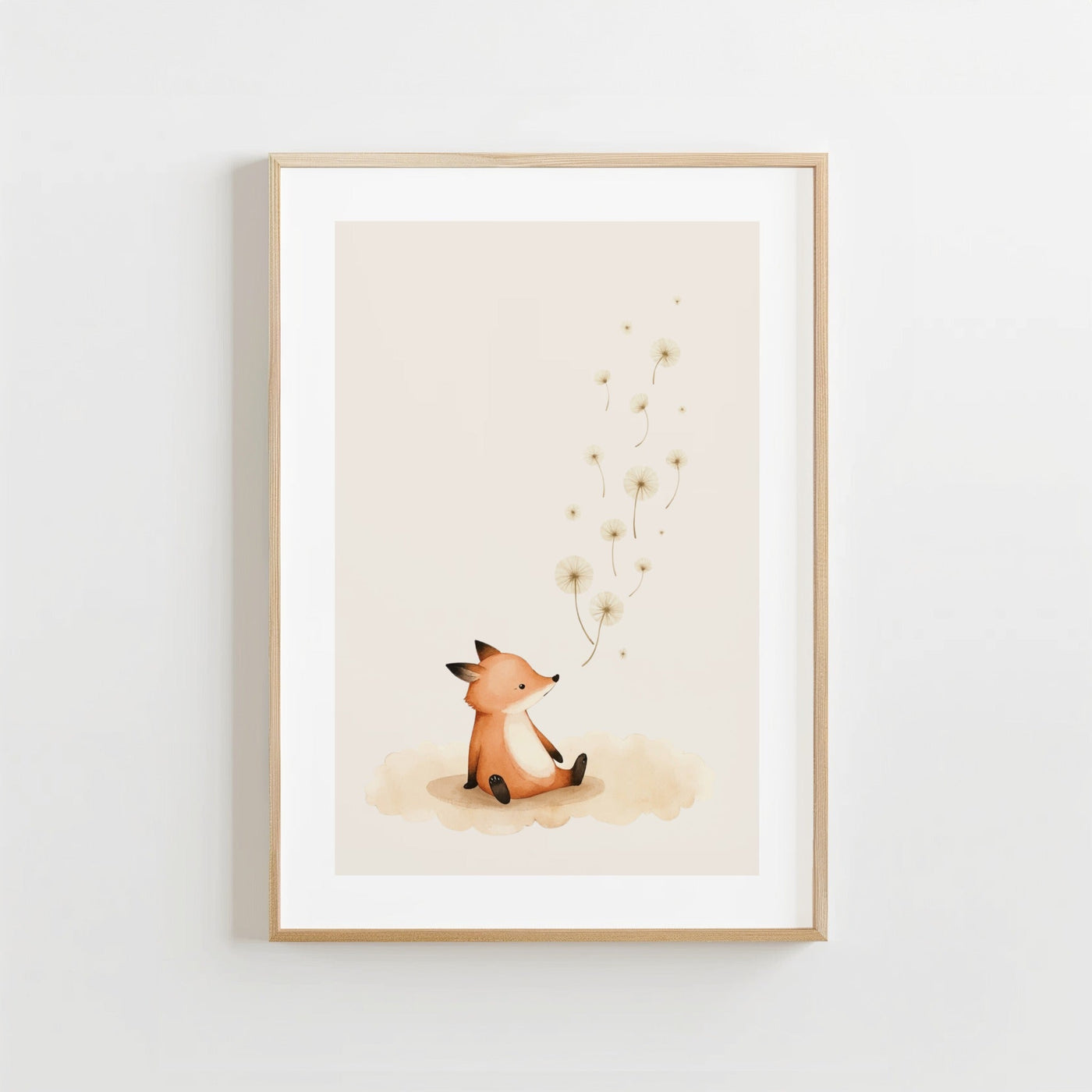 Vos met Paardenbloem - Babykamer Poster of Canvas wanddecoratie
