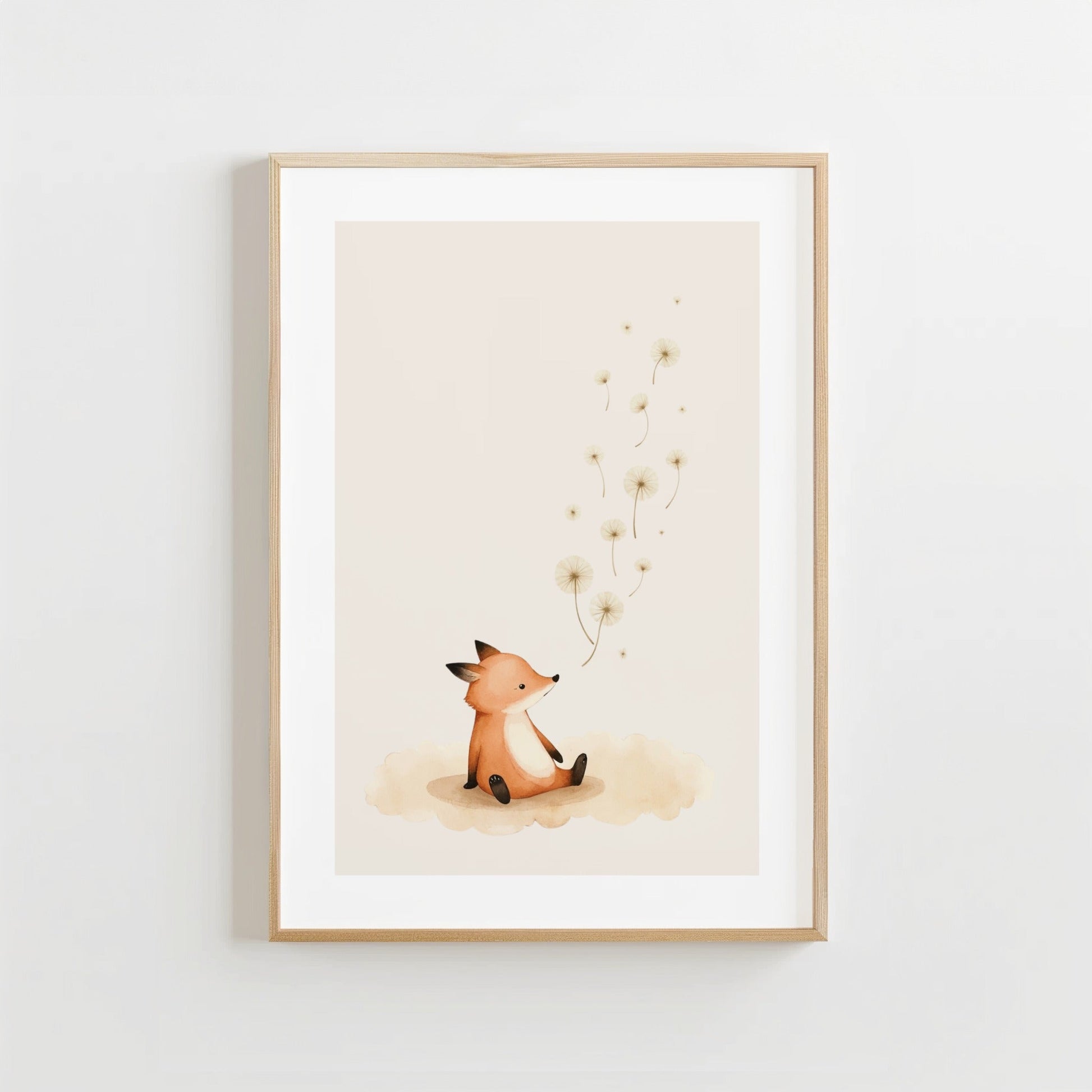 Vos met Paardenbloem - Babykamer Poster of Canvas wanddecoratie