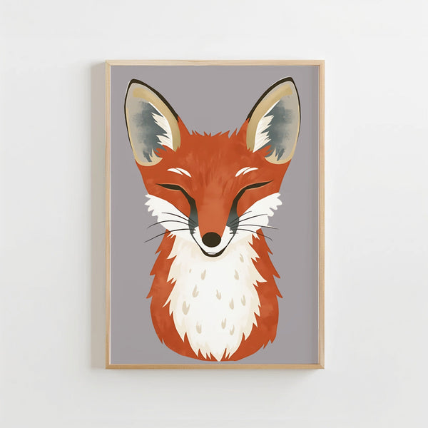 Vos Poster Kinderkamer | Bosdieren Illustratie of Canvas wanddecoratie
