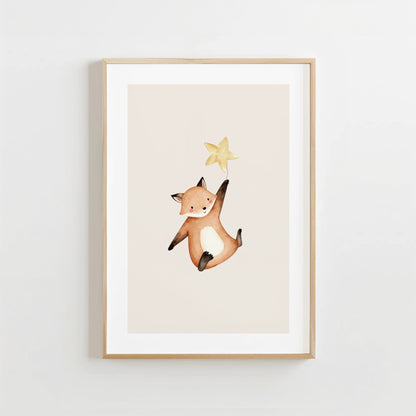Vosje met ster - Babykamer Poster of Canvas wanddecoratie