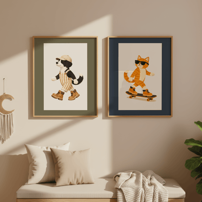 Wandelend hondje - Kinderkamer Poster of Canvas wanddecoratie