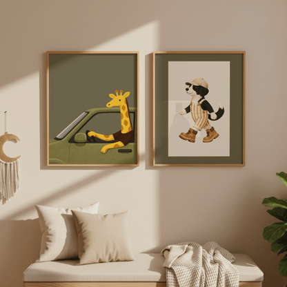 Wandelend hondje - Kinderkamer Poster of Canvas wanddecoratie