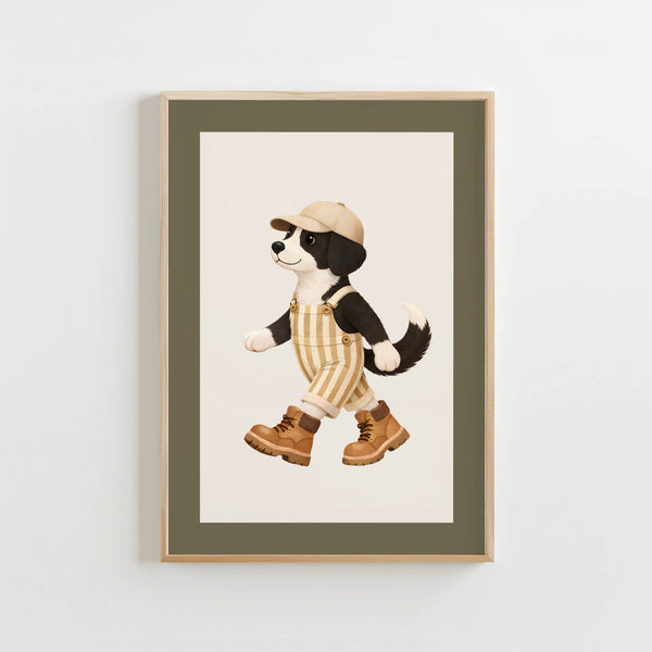 Wandelend hondje - Kinderkamer Poster of Canvas wanddecoratie