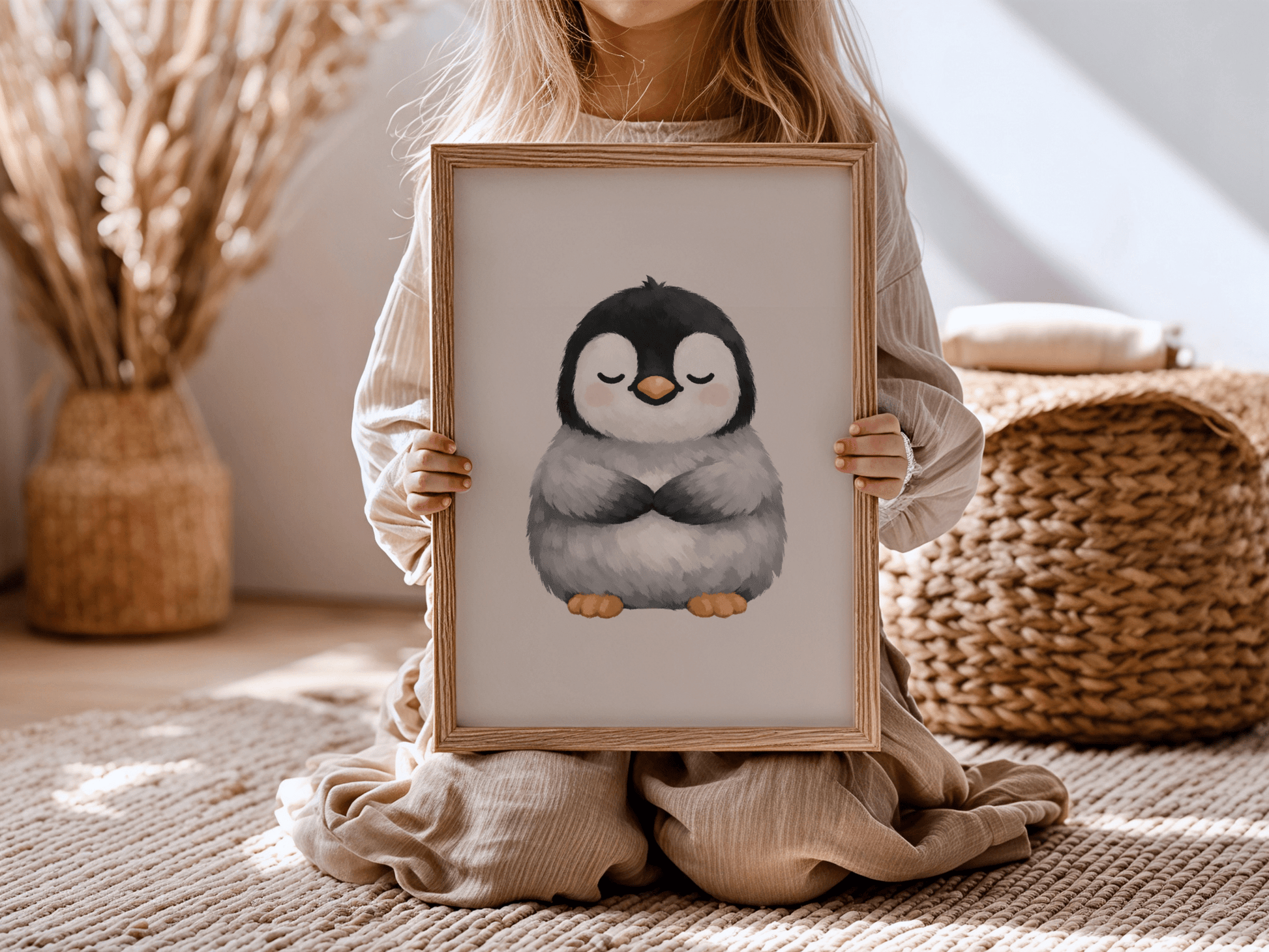 Zachte Pinguïn - Babykamer Poster of Canvas wanddecoratie